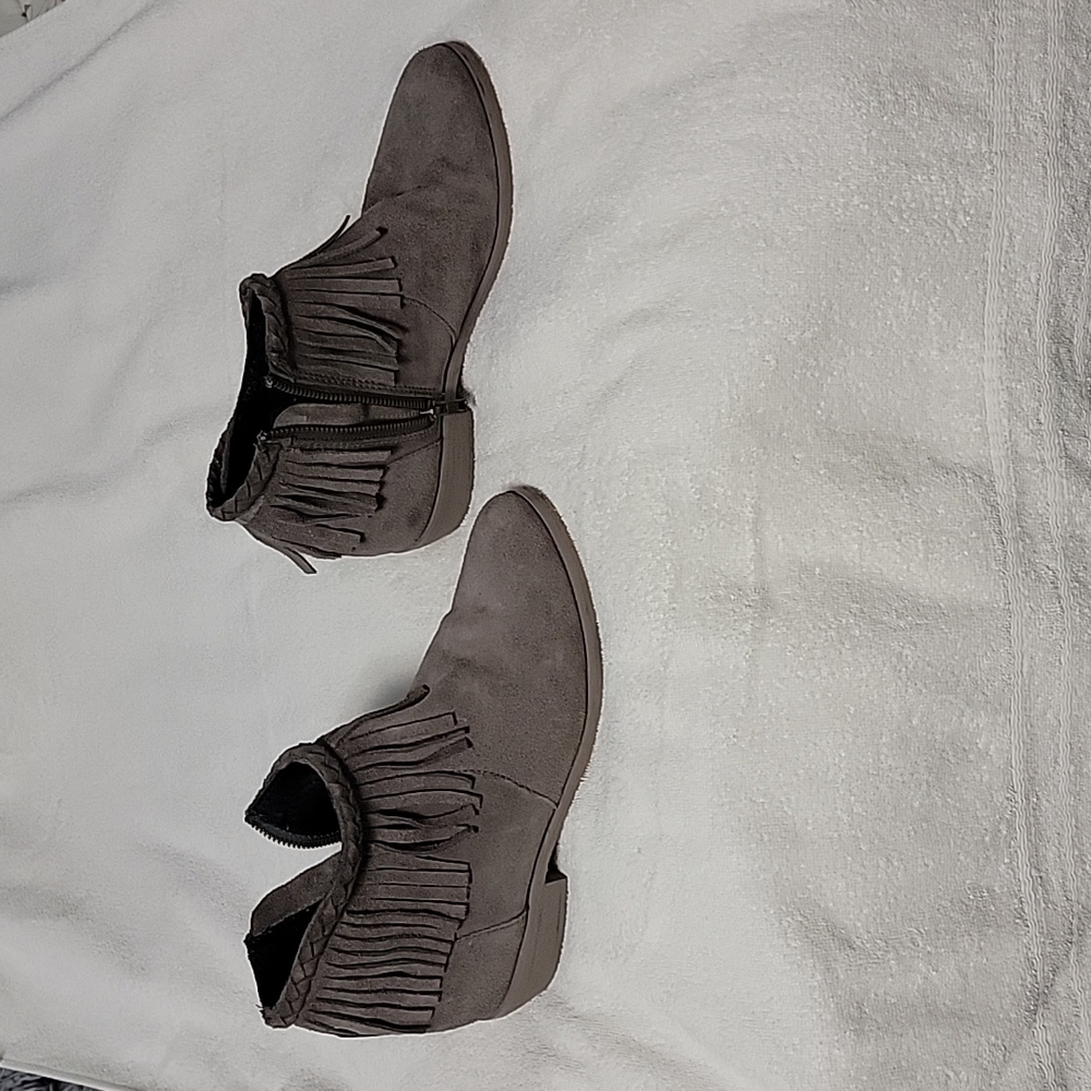 Circle G CORRAL Suede Braided Fringe Booties Sz 8.5